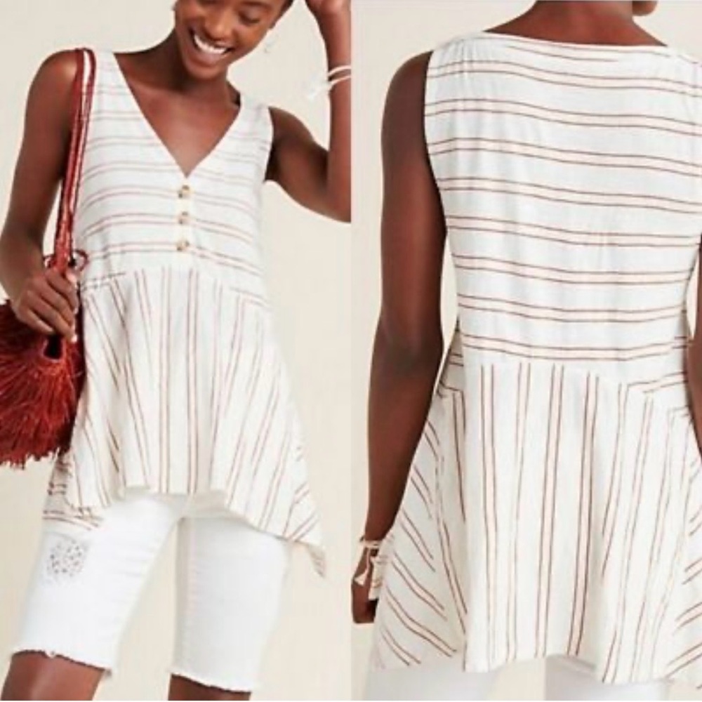 Maeve by Anthropologie Alayne Striped V-neck Tunic Tank Top size small